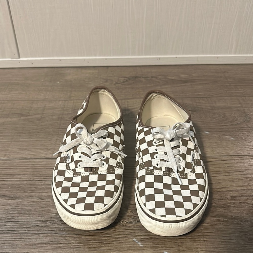 VANS brown and white checkered shoes
